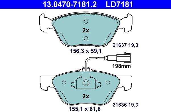 ATE 13.0470-7181.2 - KLOCKI HAM. ALFA P. GT 1.8-2.0 03-10 CERAMIC