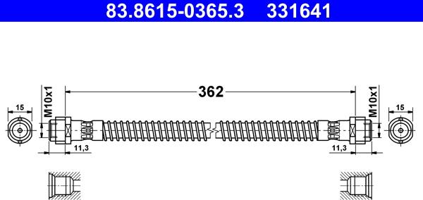 ATE 83.8615-0365.3 — Przewód hamulcowy elastyczny