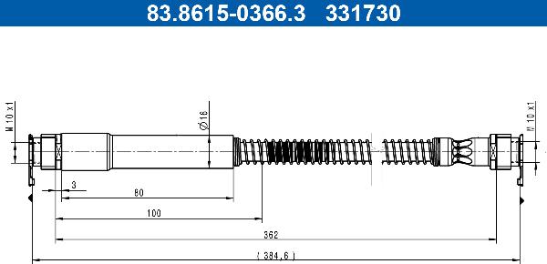 ATE 83.8615-0366.3 - PRZEWÓD HAM. ELAST. PORSCHE T. PANAMERA 2.9-4.0 16-23 LE-PR
