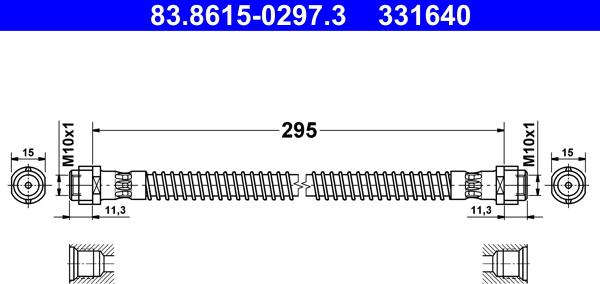 ATE 83.8615-0297.3 - PRZEWÓD HAM. ELAST. PORSCHE P.-T. 911-BOXSTER-CAYMAN 2.5-4.0 96-12 LE-PR