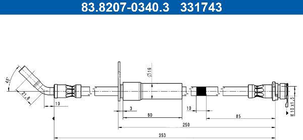 ATE 83.8207-0340.3 - PRZEWÓD HAM. ELAST. FORD T. PUMA 1.0-1.5 19- PR