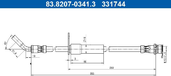 ATE 83.8207-0341.3 - PRZEWÓD HAM. ELAST. FORD T. PUMA 1.0-1.5 19- LE