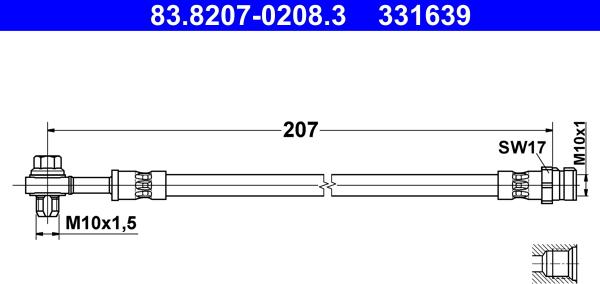 ATE 83.8207-0208.3 - PRZEWÓD HAM. ELAST. VW T. AMAROK 2.0-3.0 TDI 10-22 LE-PR