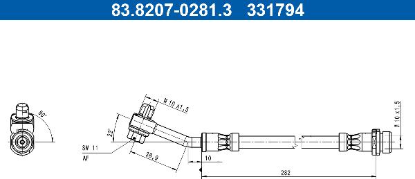 ATE 83.8207-0281.3 - PRZEWÓD HAM. ELAST. FORD T. MUSTANG MACH-E EV 20- LE-PR