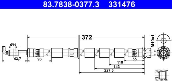 ATE 83.7838-0377.3 - PRZEWÓD HAM. ELAST. FORD P. B-MAX 1.0-1.6 12- LE