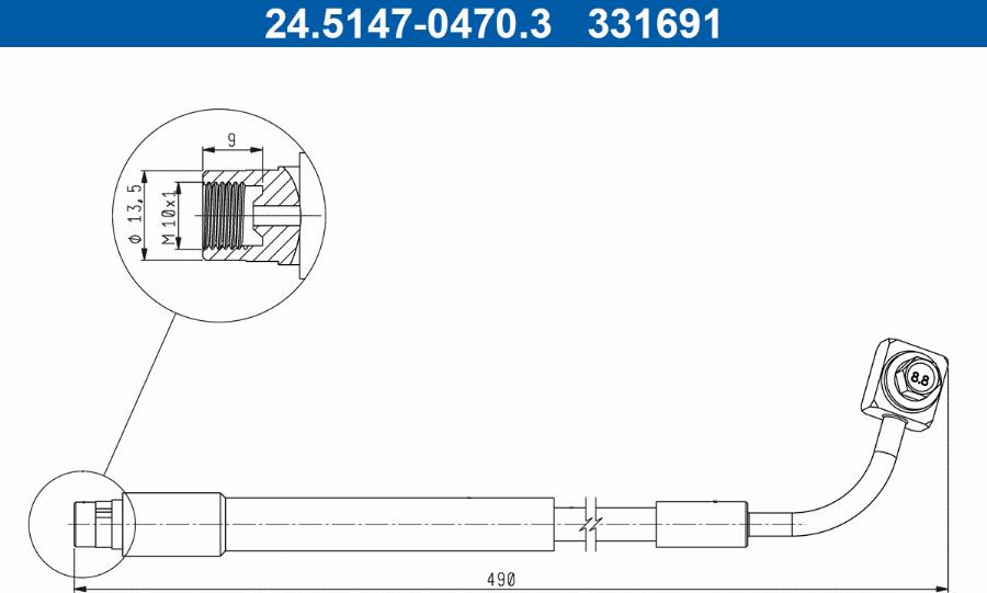 ATE 24.5147-0470.3 — Przewód hamulcowy elastyczny