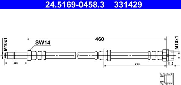 ATE 24.5169-0458.3 - PRZEWÓD HAM. ELAST. BMW T. 3 E46 98-05 LE-PR