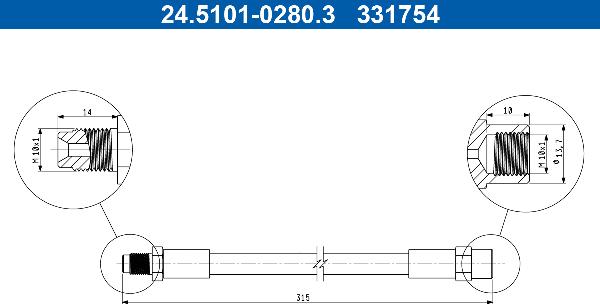 ATE 24.5101-0280.3 - PRZEWÓD HAM. ELAST. DB T. W123-W124-W126-W140-W202 76-00 LE-PR