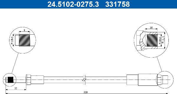 ATE 24.5102-0275.3 - PRZEWÓD HAM. ELAST. BMW T. 5 E39 95-04 LE-PR