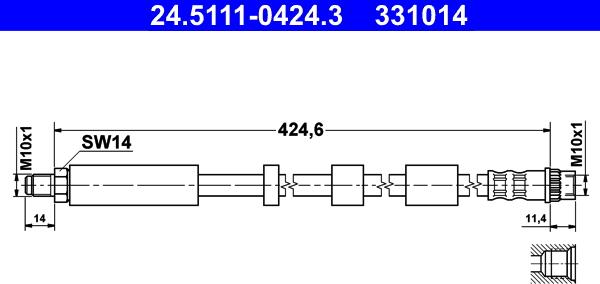 ATE 24.5111-0424.3 - PRZEWÓD HAM. ELAST. CITROEN P. BERLINGO-C4 06- LE-PR
