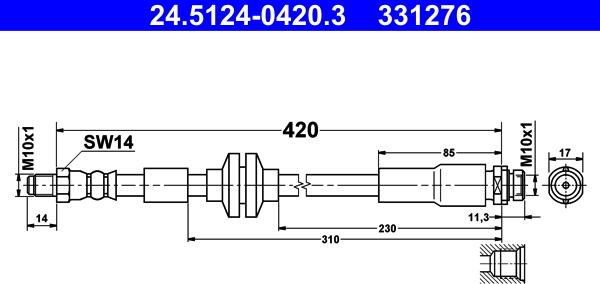 ATE 24.5124-0420.3 - PRZEWÓD HAM. ELAST. FORD T. C-MAX-FOCUS 1.4-2.5 03-11 LE-PR