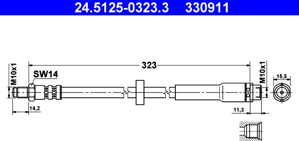 ATE 24.5125-0323.3 - PRZEWÓD HAM. ELAST. AUDI T. A6 04-11 LE-PR