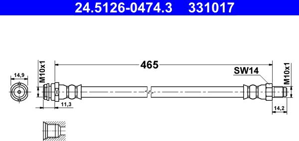 ATE 24.5126-0474.3 - PRZEWÓD HAM. ELAST. DB P. W169-W245 04-12 LE-PR