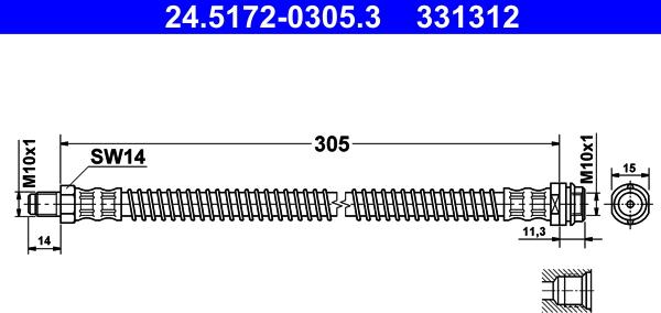 ATE 24.5172-0305.3 - PRZEWÓD HAM. ELAST. DB T. W204-X204-R230 07- LE-PR