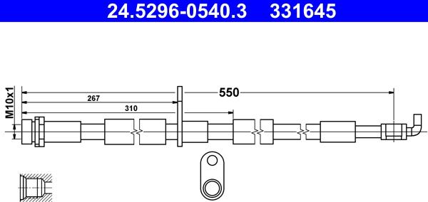 ATE 24.5296-0540.3 - PRZEWÓD HAM. ELAST. FORD T. KUGA 1.5-2.5 12- LE-PR