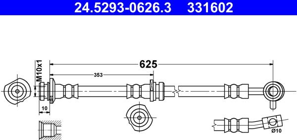 ATE 24.5293-0626.3 - PRZEWÓD HAM. ELAST. NISSAN P. QASHQAI 1.2-2.0 14- LE