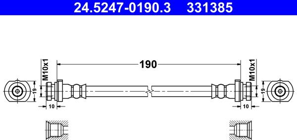 ATE 24.5247-0190.3 - PRZEWÓD HAM. ELAST. NISSAN T. QASHQAI 1.5-1.6 DCI 07-13 LE-PR