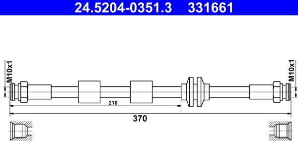 ATE 24.5204-0351.3 - PRZEWÓD HAM. ELAST. OPEL T. ADAM 1.0-1.4 12-19 LE-PR