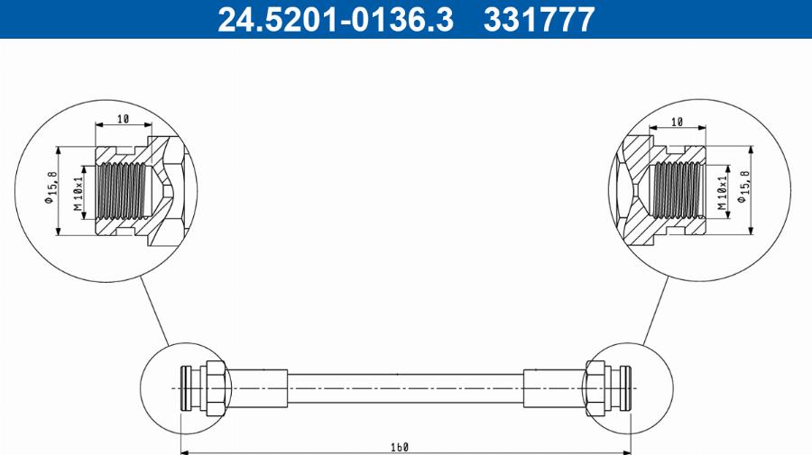 ATE 24.5201-0136.3 - PRZEWÓD HAM. ELAST. VW T. GOLF-VENTO 91-02 LE-PR