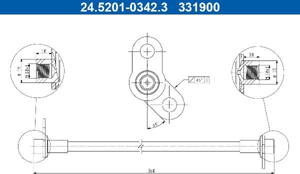 ATE 24.5201-0342.3 - PRZEWÓD HAM. ELAST. CITROEN T. C4 1.6-1.8 HDI 12- LE