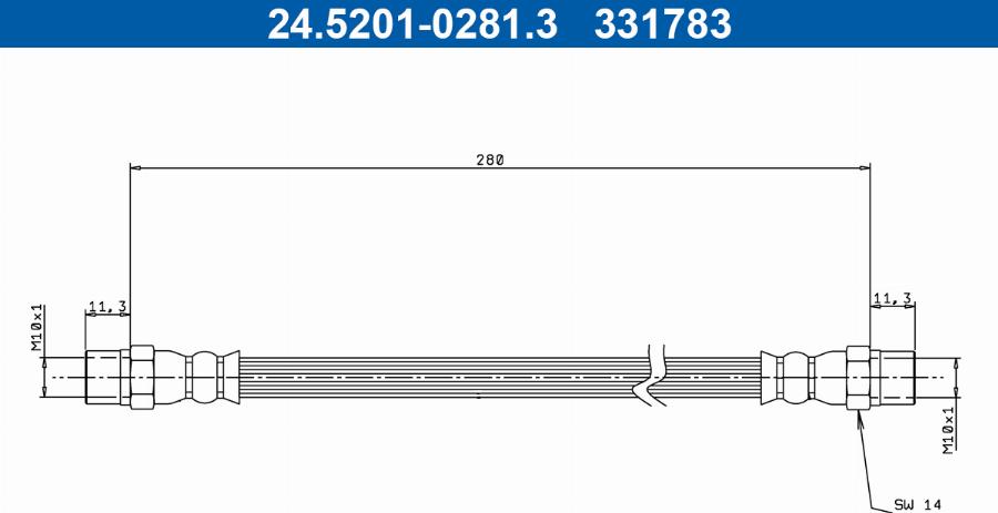 ATE 24.5201-0281.3 — Przewód hamulcowy elastyczny