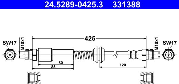 ATE 24.5289-0425.3 - PRZEWÓD HAM. ELAST. VW T. CADDY 1.2-2.0 09-15 LE-PR