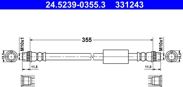 ATE 24.5239-0355.3 - Przewód hamulcowy