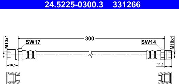 ATE 24.5225-0300.3 - PRZEWÓD HAM. ELAST. PORSCHE P. 911 73-90 LE-PR