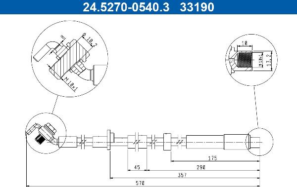 ATE 24.5270-0540.3 - PRZEWÓD HAM. ELAST. CITROEN P. AMI-C4 ELECTRIC-1.2 HYBRID-1.5 BLUEHDI 20- LE
