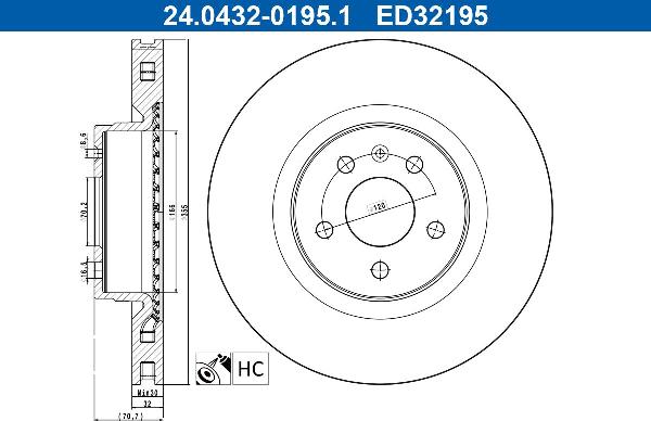 ATE 24.0432-0195.1 — Tarcza hamulcowa