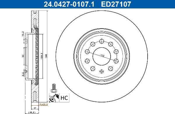 ATE 24.0427-0107.1 — Tarcza hamulcowa