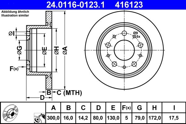 ATE 24.0116-0123.1 - TARCZA HAM. CITROEN T. JUMPER 2.2-3.0 HDI 06-