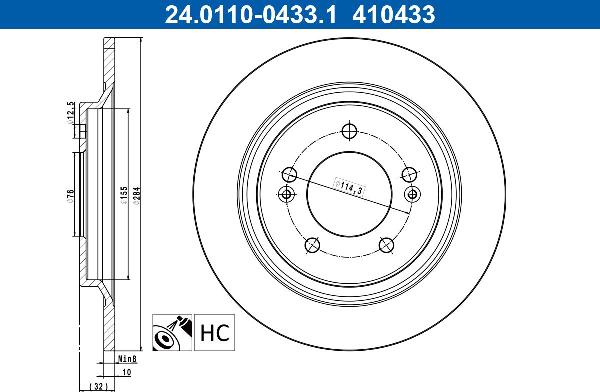 ATE 24.0110-0433.1 — Tarcza hamulcowa