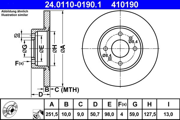 ATE 24.0110-0190.1 - Tarcza hamulcowa