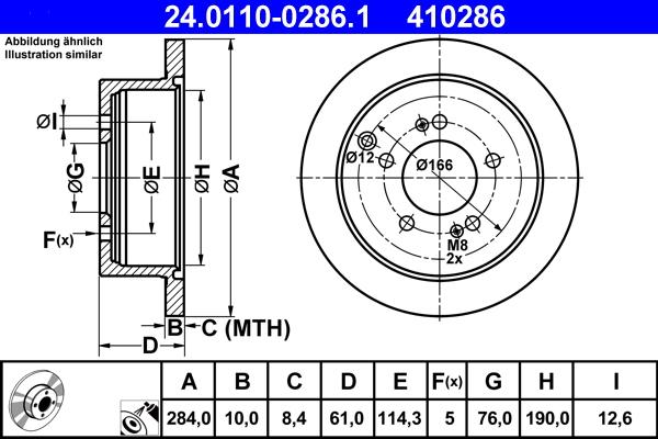 ATE 24.0110-0286.1 - TARCZA HAM. HYUNDAI T. IX35 10--SANTA FE 01-