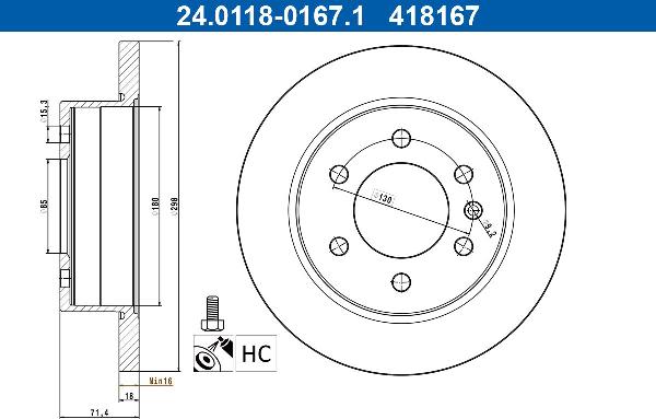 ATE 24.0118-0167.1 — Tarcza hamulcowa