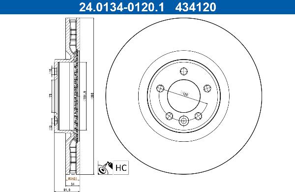 ATE 24.0134-0120.1 — Tarcza hamulcowa