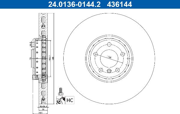 ATE 24.0136-0144.2 — Tarcza hamulcowa