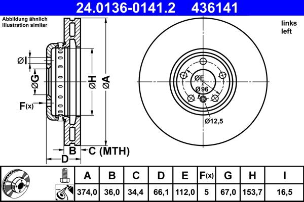 ATE 24.0136-0141.2 — Tarcza hamulcowa
