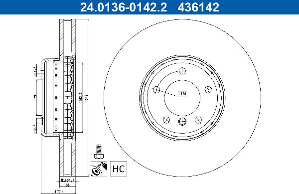 ATE 24.0136-0142.2 — Tarcza hamulcowa