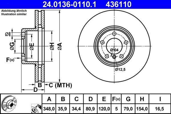 ATE 24.0136-0110.1 - Tarcza hamulcowa