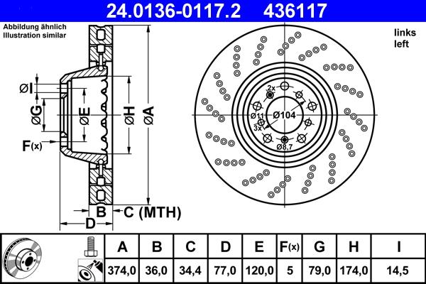 ATE 24.0136-0117.2 - TARCZA HAM. BMW P. 5-6 5.0 04-10 LE