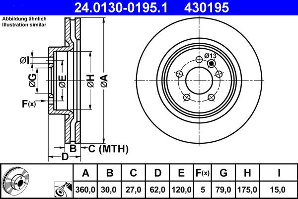 ATE 24.0130-0195.1 - TARCZA HAM. LAND ROVER P. RANGE ROVER 05-