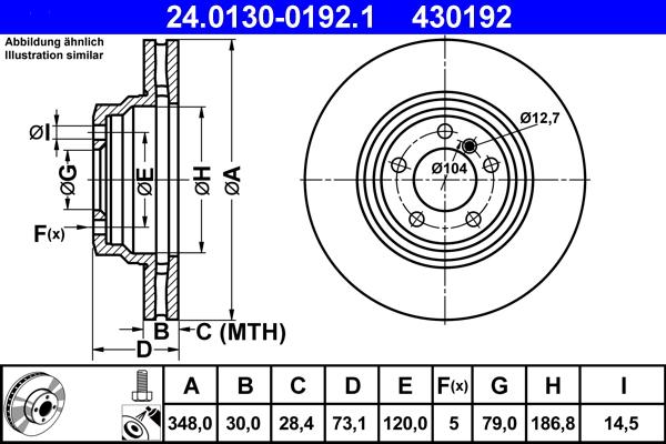 ATE 24.0130-0192.1 - TARCZA HAM. BMW P. 3-X1 3.0 05-15