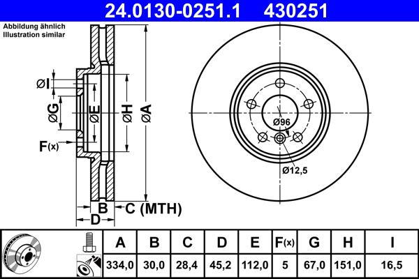 ATE 24.0130-0251.1 - TARCZA HAM. MINI P. COOPER 2.0 15-