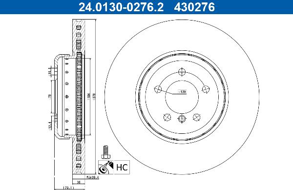 ATE 24.0130-0276.2 — Tarcza hamulcowa