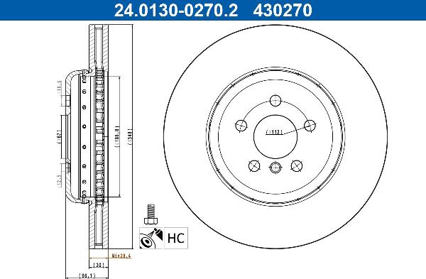 ATE 24.0130-0270.2 — Tarcza hamulcowa
