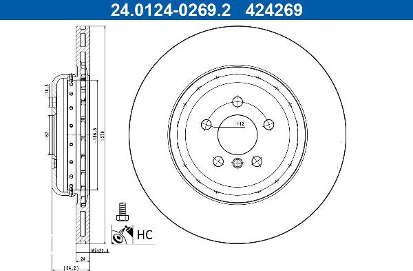 ATE 24.0124-0269.2 — Tarcza hamulcowa