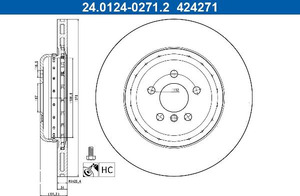 ATE 24.0124-0271.2 — Tarcza hamulcowa