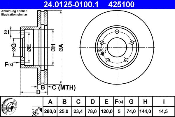 ATE 24.0125-0100.1 — Tarcza hamulcowa
